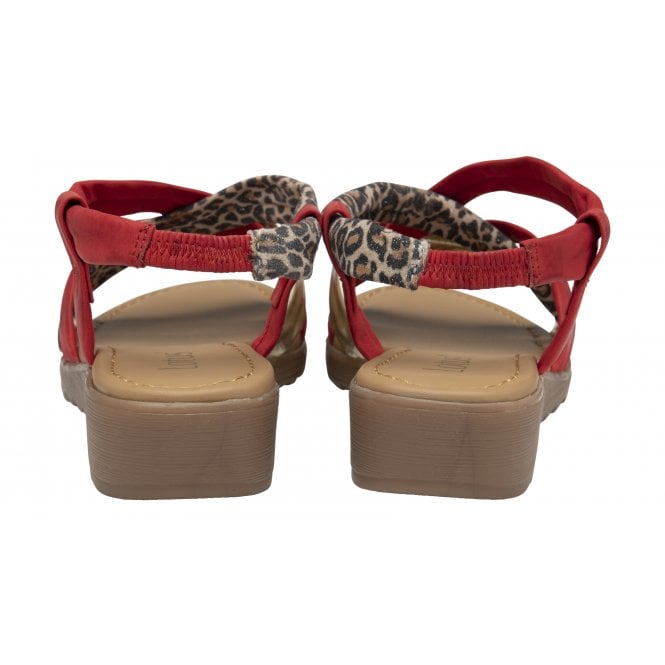  Red & Leopard-Print Leather Christa Wedge Sandals | Lotus