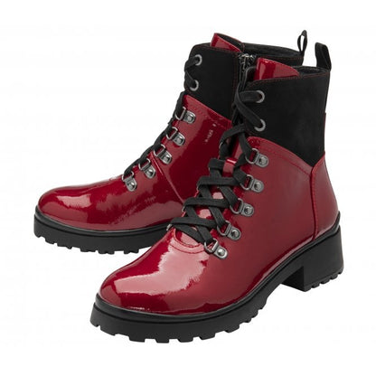  Red Patent Alder Zip-Up Ankle Boots | Lotus