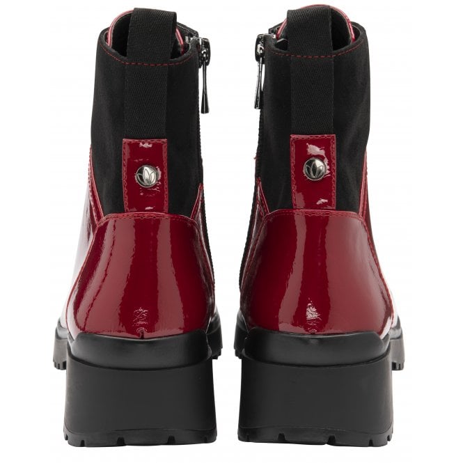  Red Patent Alder Zip-Up Ankle Boots | Lotus