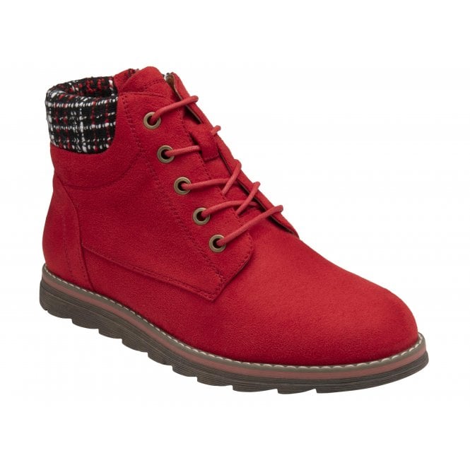  Red Textile Cedar Ankle Boots | Lotus