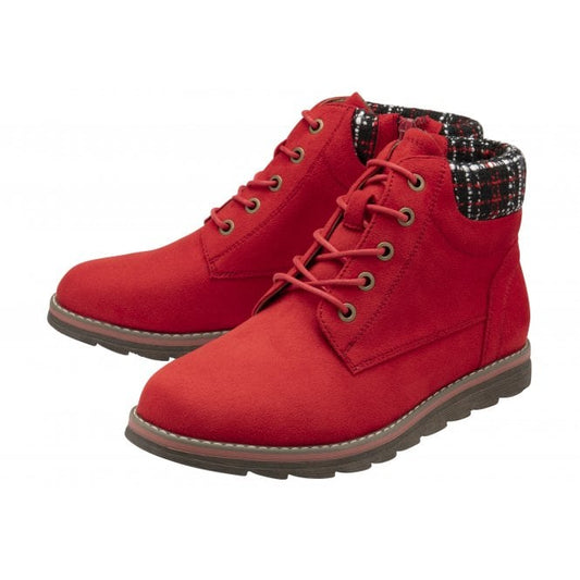  Red Textile Cedar Ankle Boots | Lotus