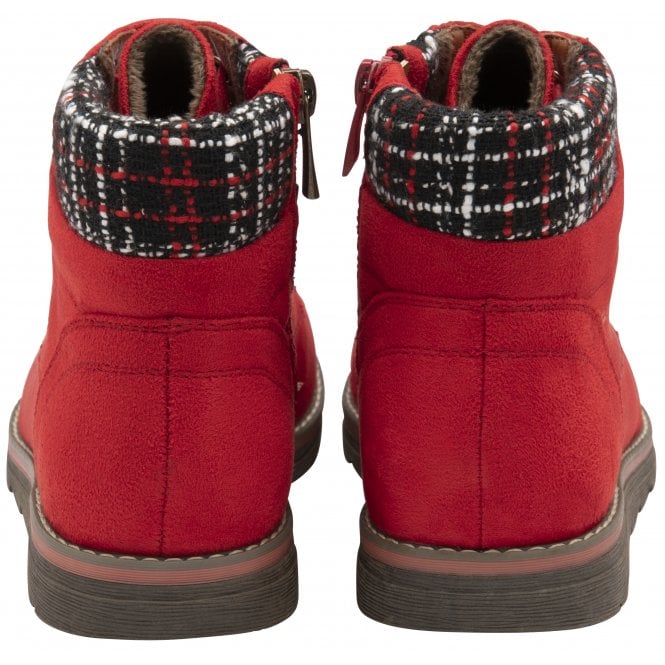  Red Textile Cedar Ankle Boots | Lotus