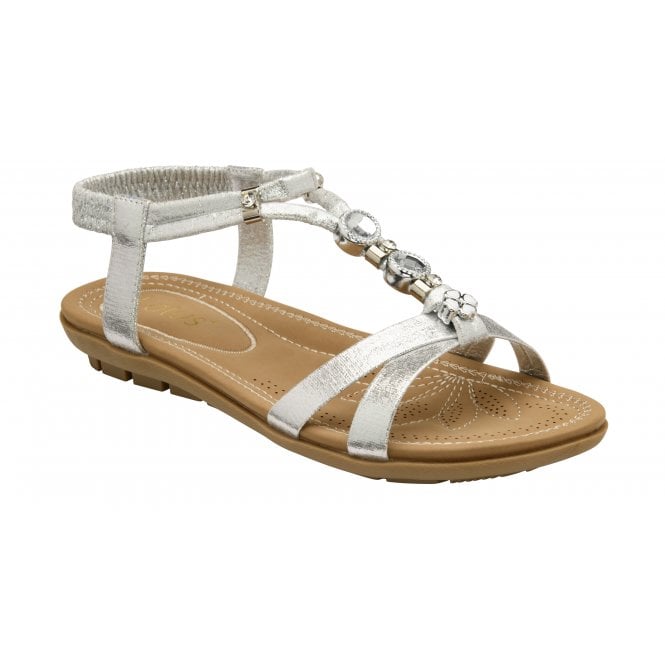  Silver Bettina Flat Open-Toe Sandals | Lotus