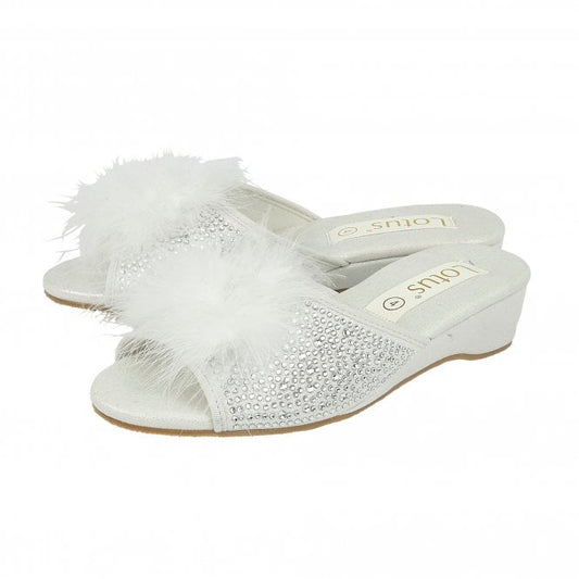  Silver & Diamante Allure Slippers | Lotus