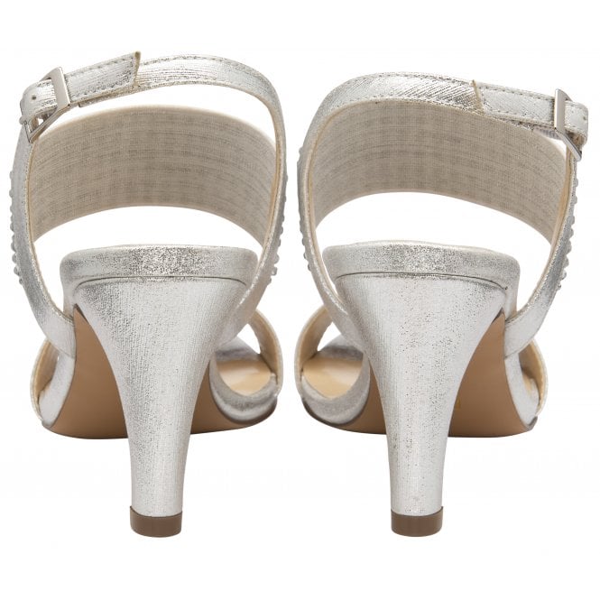  Silver & Diamante Aurora Heeled Sandals | Lotus