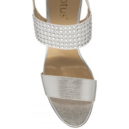  Silver & Diamante Aurora Heeled Sandals | Lotus