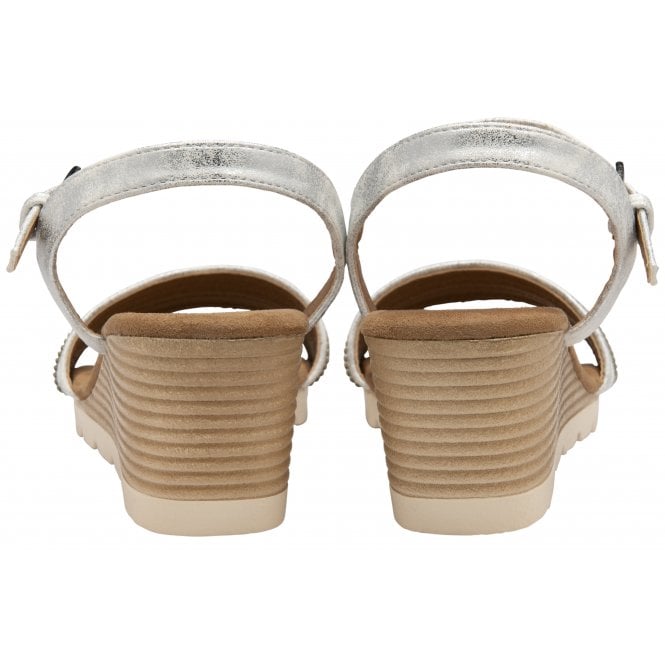  Silver Nantes Open-Toe Wedge Sandals | Lotus