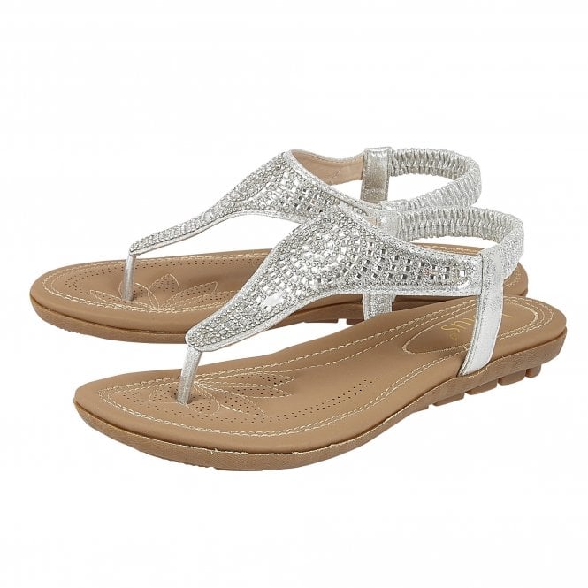  Silver Orla Flat Toe-Post Sandals | Lotus