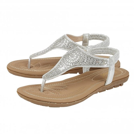  Silver Orla Flat Toe-Post Sandals | Lotus