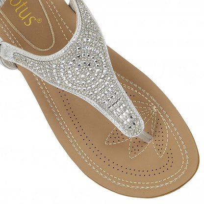  Silver Orla Flat Toe-Post Sandals | Lotus