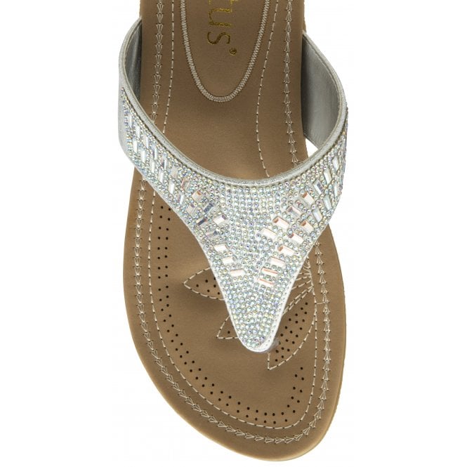  Silver Rafaella Flat Toe-Post Sandals | Lotus