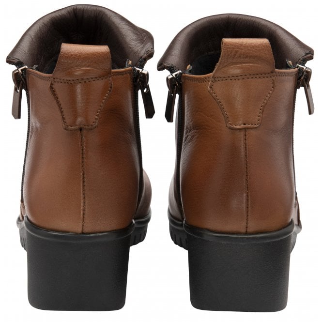  Tan Leather Cordelia Wedge Ankle Boots | Lotus