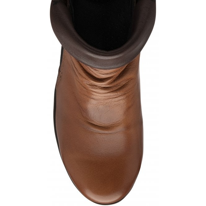  Tan Leather Cordelia Wedge Ankle Boots | Lotus