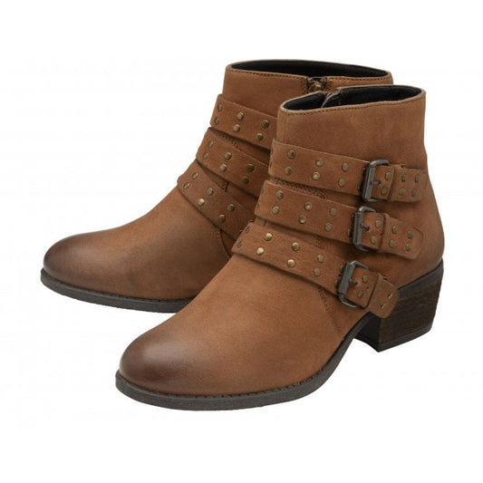  Tan Leather Emelia Zip-Up Ankle Boots | Lotus 