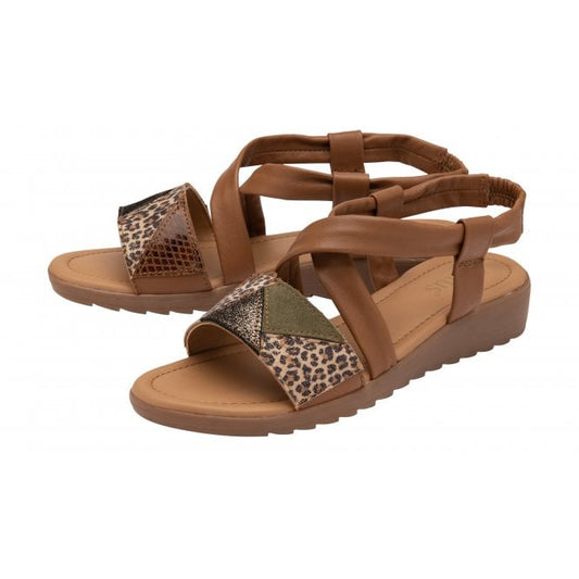  Tan Leather Evette Open-Toe Sandals | Lotus