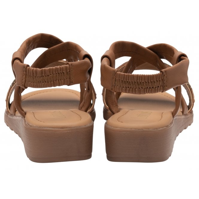 Tan Leather Evette Open-Toe Sandals | Lotus