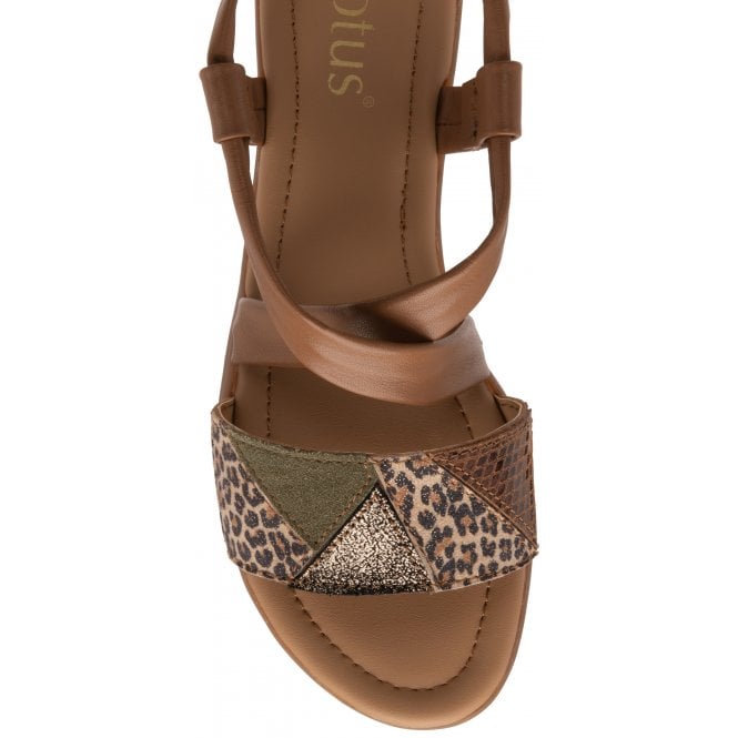  Tan Leather Evette Open-Toe Sandals | Lotus