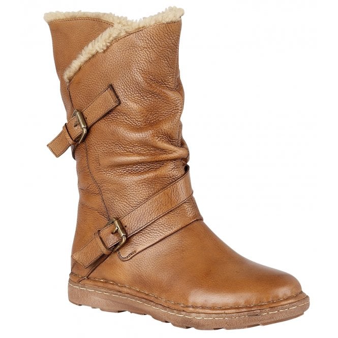  Tan Leather Jolanda Mid-Calf Boots | Lotus 