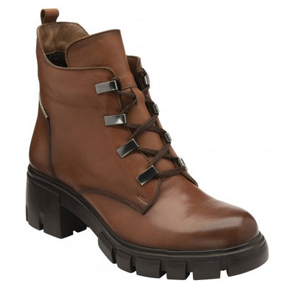  Tan Leather Lacie Heeled Ankle Boots | Lotus