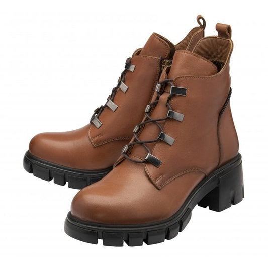 Tan Leather Lacie Heeled Ankle Boots | Lotus