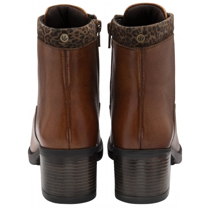 Tan Leather & Leopard-Print Boston Ankle Boots | Lotus