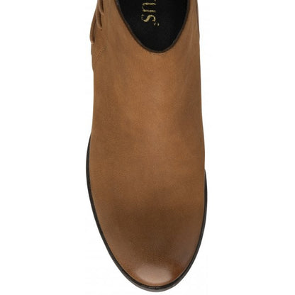  Tan Leather & Leopard-Print Leather Etta Zip-Up Ankle Boots | Lotus