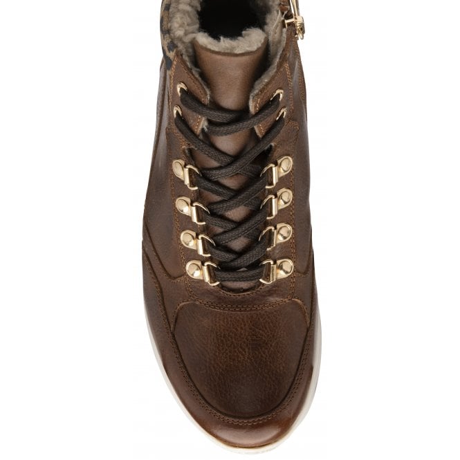 Tan Leather & Leopard-Print Saskia High Top Trainers | Stressless By Lotus