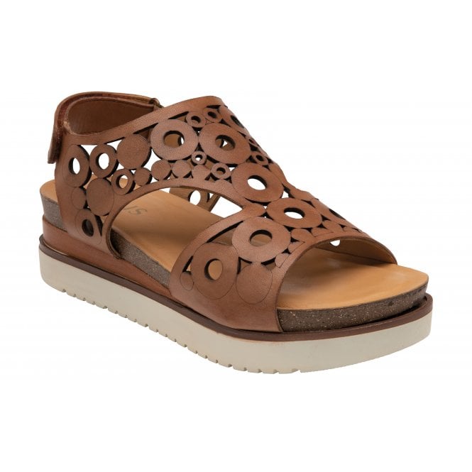  Tan Leather Melbourne Open-Toe Flatform Sandals | Lotus