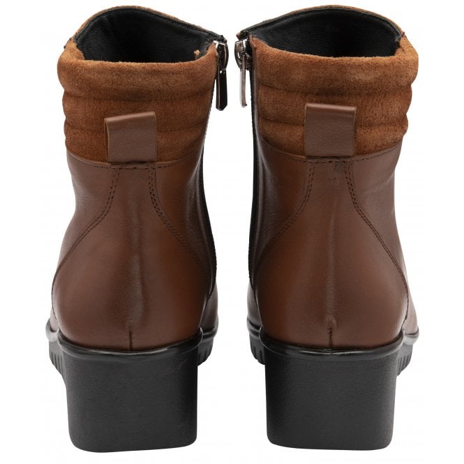  Tan Leather & Suede Delphine Wedge Ankle Boots | Lotus 