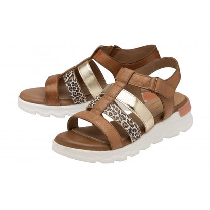  Tan & Leopard-Print Leather Shiloh Open-Toe Sandals | Stressless By Lotus