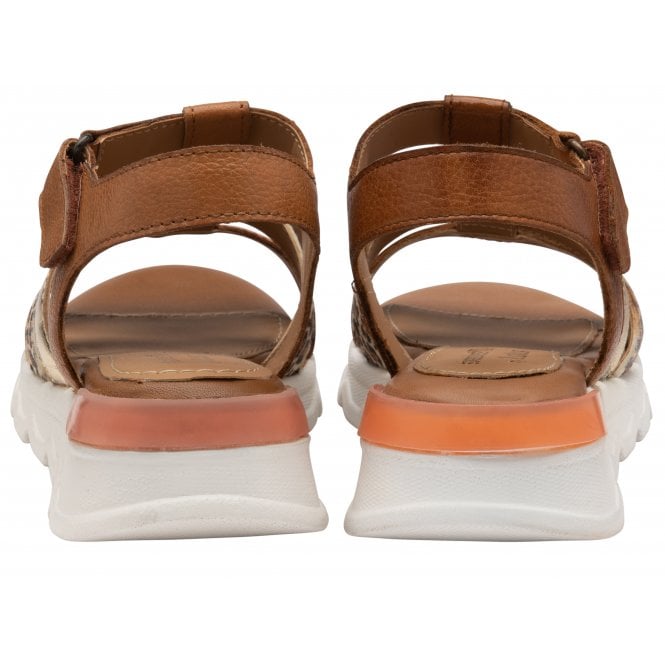  Tan & Leopard-Print Leather Shiloh Open-Toe Sandals | Stressless By Lotus