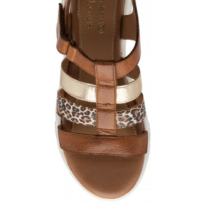 Tan & Leopard-Print Leather Shiloh Open-Toe Sandals | Stressless By Lotus