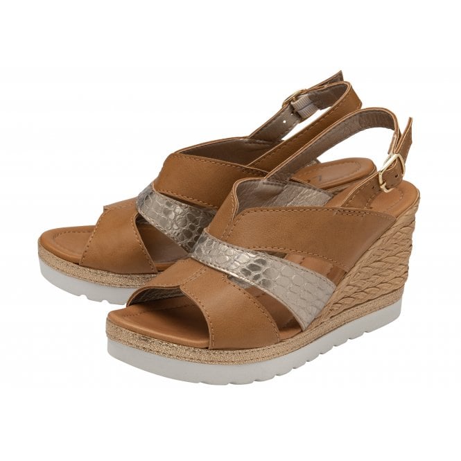  Tan Luisa Slingback Wedge Sandals | Lotus