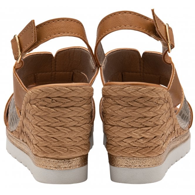  Tan Luisa Slingback Wedge Sandals | Lotus
