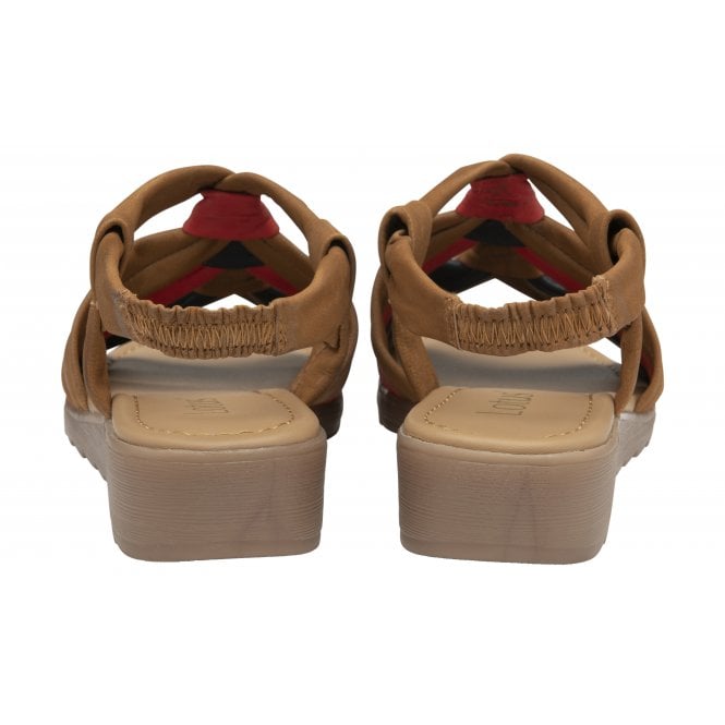  Tan Multi-Leather Ember Wedge Sandals | Lotus