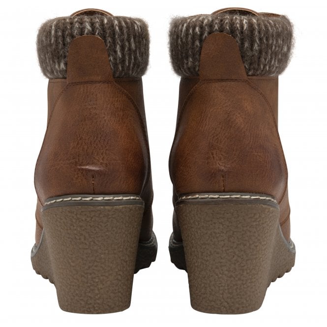  Tan Philomena Wedge Ankle Boots | Lotus 