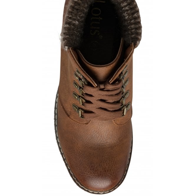  Tan Philomena Wedge Ankle Boots | Lotus 