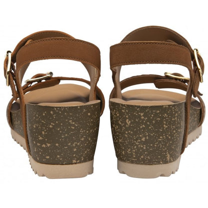  Tan & Snake-Print Leather Brynlee Open-Toe Wedge Sandals | Lotus