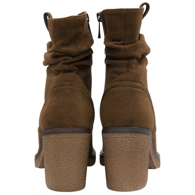  Tan Textile Danica Heeled Ankle Boots | Lotus