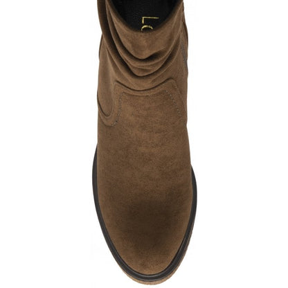  Tan Textile Danica Heeled Ankle Boots | Lotus