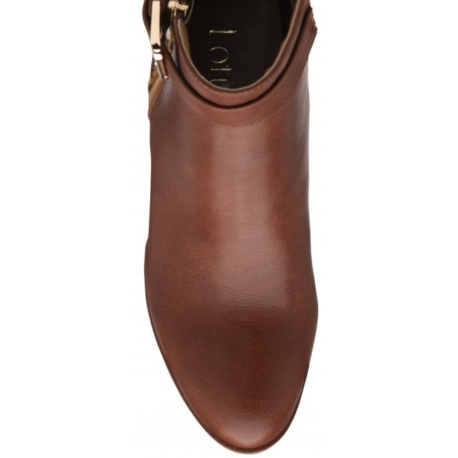  Tan Textile & Leopard-Print Monica Heeled Ankle Boots | Lotus