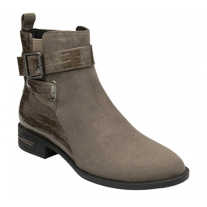  Taupe & Croc-Print Laurel Ankle Boots | Lotus