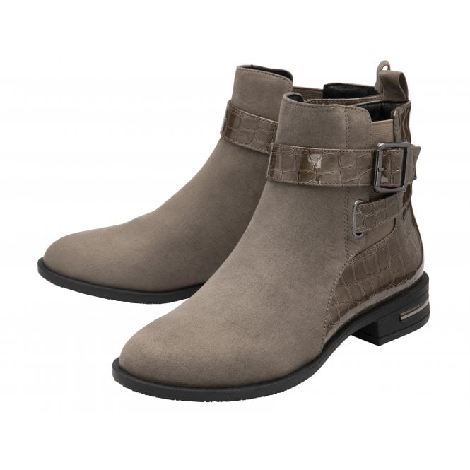  Taupe & Croc-Print Laurel Ankle Boots | Lotus