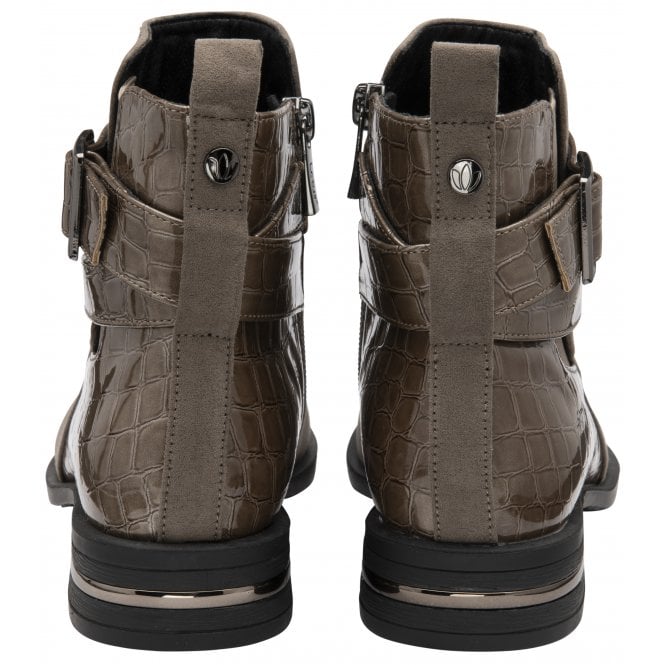  Taupe & Croc-Print Laurel Ankle Boots | Lotus