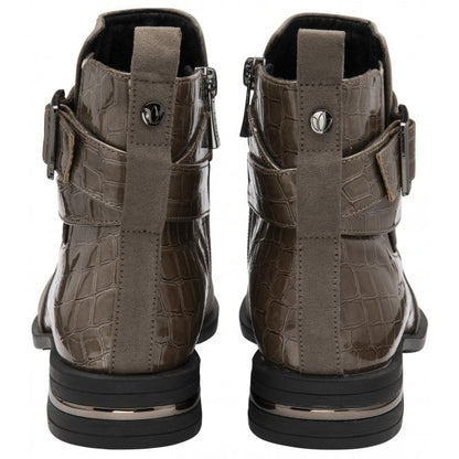  Taupe & Croc-Print Laurel Ankle Boots | Lotus