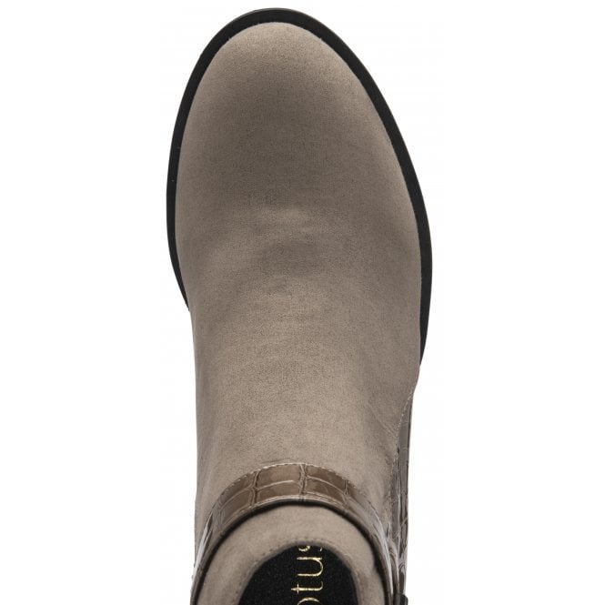  Taupe & Croc-Print Laurel Ankle Boots | Lotus