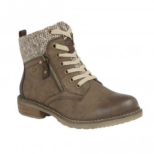  Taupe Nancy Zip-Up Ankle Boots | Lotus Relife
