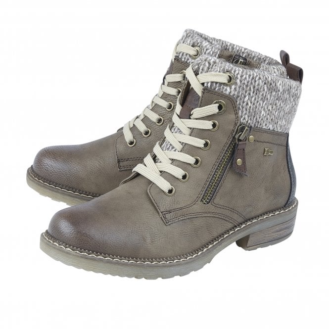  Taupe Nancy Zip-Up Ankle Boots | Lotus Relife