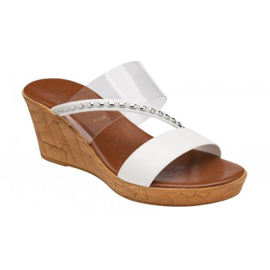  White Alma Mule Wedge Sandals | Lotus
