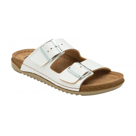  White Cortona Open-Toe Mule Sandals | Lotus